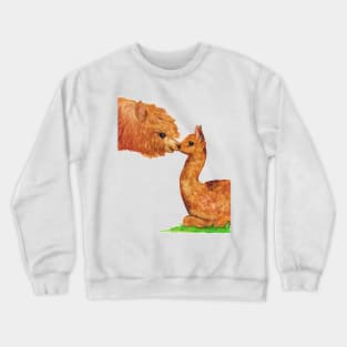 Watercolor - Mother and baby alpaca Crewneck Sweatshirt